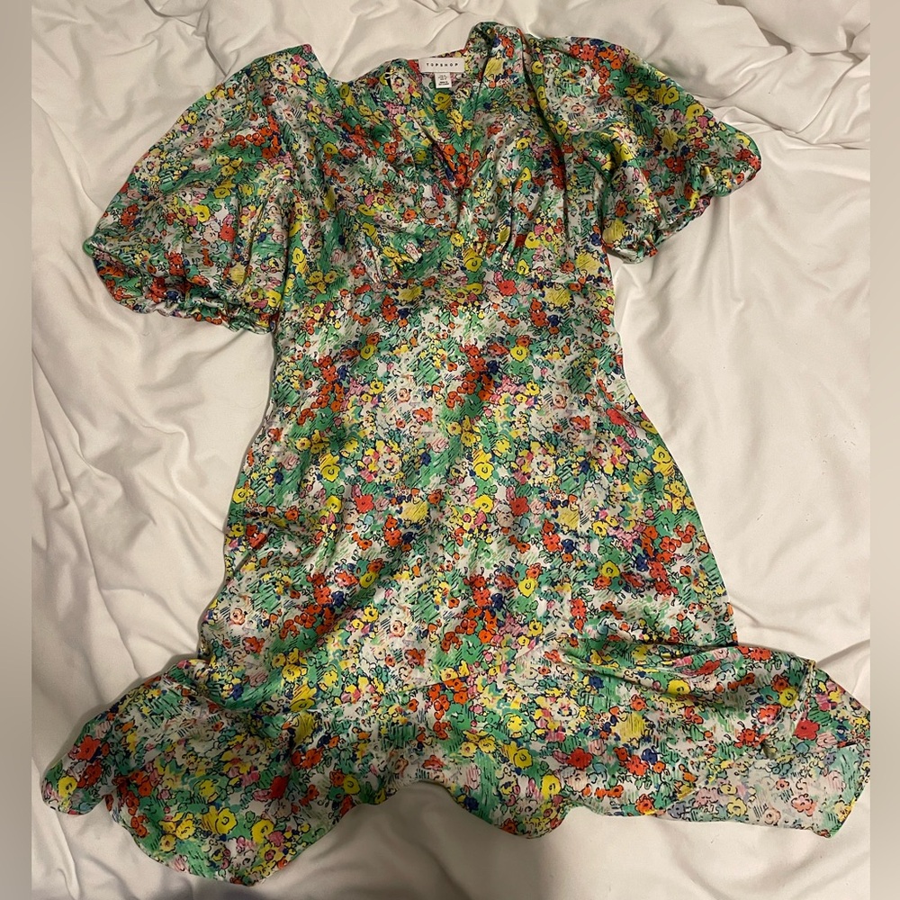 Top Shop Floral Silk Dress EUC